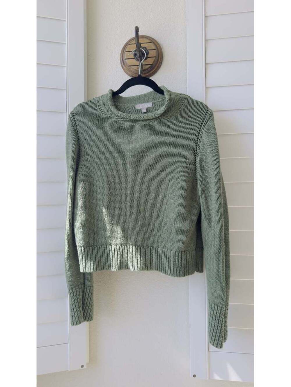 J.Crew Sage Green 100% Cotton Chunky Knit Sweater - Size L